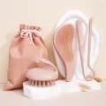 Ensemble de brosses à cheveux en paille de blé peigne de massage cuir chevelu avec sac - Ensemble / Rose