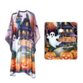 Mantella da parrucchiere Halloween impermeabile con disegno di fantasmi e zucche per salone use - Serie Mantelle Stile B