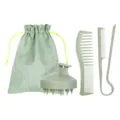 Set di spazzole per capelli e pettine in paglia di grano verde con spazzola per massaggio del cuoio. - Verde