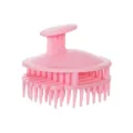 Pink silicone scalp massaging brush, soft hair washing comb for deep cleaning and relaxation. - OPP Bag / Red