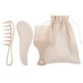 Juego de peines de paja de trigo ecológico con 3 herramientas y bolsa de yute - Juego de 3 Piezas Beige (Con Bolsa) / Beige