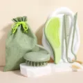 Kit brosse à cheveux paille de blé démêlage massage cuir chevelu peigne coiffure écologique - Ensemble / Vert