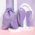Ensemble de brosses a cheveux en paille de blé peigne démêlant brosse massage cuir chevelu - Violet