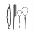 Set di strumenti per capelli in plastica nera con pettine e accessori per acconciature fai da te. - Set A / Nero
