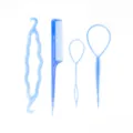 Set di strumenti per capelli in plastica blu, intrecciatore per capelli, pettine e passacapelli. - Set A / Blu