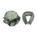 Conjunto de gorro de dormir de satin doble capa con correa ajustable verde para el pelo. - Gorro de Dormir & Varilla Rizadora / Verde oliva