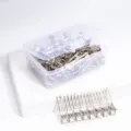 Set van roestvrijstalen eendebek haarclips professionele sectieclips met opbergdoosje. - H-clips / Ca. 80 Stuks/Doos