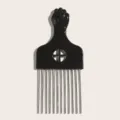 Black metal teeth afro pick hair comb with clenched fist handle and durable steel teeth. - C3 (8x17cm)