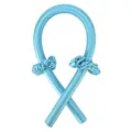 Fascia arricciacapelli senza calore in raso blu con elastici abbinati per acconciatura. - Set da 3 Pezzi (Asta + 2 Elastici) / Blu