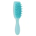 Blue silicone scalp massage shampoo brush with soft bristles and ergonomic handle variant. - Lake Blue