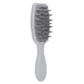 Soft silicone scalp massage shampoo brush with ergonomic handle for daily hair care. - Gray