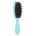 Soft silicone hair scalp massage shampoo brush in light green and dark grey color. - Blue Handle with Black Teeth