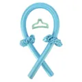 Fascia Arricciacapelli Senza Calore in Raso Azzurro con Elastici e Molletta per Capelli - Set da 4 Pezzi (Asta + 2 Elastici + 1 Molletta) / Blu