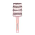 Brosse à cheveux rose incurvée et ventilée pour le coiffage des cheveux bouclés et secs - Tout rose avec plumes