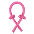 Fascia arricciacapelli senza calore in raso rosa con due elastici molto coordinati. - Set da 3 Pezzi (Asta + 2 Elastici) / Rossastro
