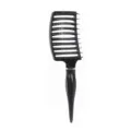 Black curved vented hair brush with pointed tail for hair styling, wet and dry daily use. - Black