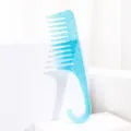 Blue glitter wide tooth hair comb with hook, wet and dry detangling styling brush for women. - Sparkle Silver Blue