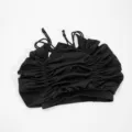 Schwarze Netz-Plopping-Mütze zum Trocknen lockiger Haare, atmungsaktives Material mit Kordelzug. - Dick (Mit Schnalle) / Schwarz