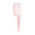 Pink curved vent hair brush massage styling comb for wet and dry daily hair care. - Light Pink