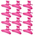 12 pz mollette per capelli rosa fermagli da parrucchiere per styling salone attrezzo - Confezione Singola / Rosso rosa