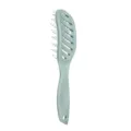 Light green curved vent hair brush for daily hair styling, quick drying, and scalp massage. - Green