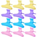 Set di 12 mollette per capelli colorate in plastica pinze becco d'anatra per salone e styling - Confezione Singola / Colore (casuale)