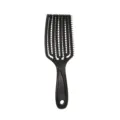 Spazzola per capelli ricurva nera per volume, districare e styling quotidiano. Impugnatura. - Nero