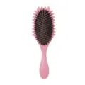 Spazzola per capelli in paglia ecologica con setole di massaggio per districare e styling quotidiano. - Rotondo / Sacchetto OPP / Rosa
