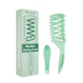 Set di pettine per styling di paglia di grano con confezione verde coordinata per cura dei capelli. - Set di 2 pezzi / Imballaggio in scatola / Verde Lussureggiante