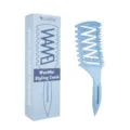 Pettine per styling capelli in paglia di grano blu con design cavo e scatola per cura quotidiana. - Imballaggio in scatola / Blu Pietra