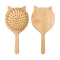 Jolie brosse à cheveux en bois en forme de chat coussin de massage en bambou naturel. - Sans miroir