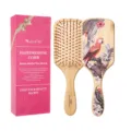 Spazzola per capelli in legno con confezione regalo, pettine massaggiatore pappagallo. - Confezione Regalo Pettine in Legno Stampato in 3D (81.TZ834) / Set regalo / Stampa Tropicale Floreale Uccelli