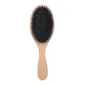 Wooden scalp massage hair brush with cushion pad and mixed bristles for daily hair care. - L