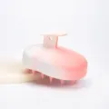 Silicone scalp massage shampoo brush, pink and white gradient hair washing comb, soft bristles - Mango Shape / Gradient Peach Pink