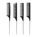 Professional black metal pintail comb set for hair styling, sectioning and salon home use. - Hair Brush Set / Pack of 4