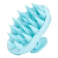 Light blue silicone scalp massage brush, soft hair scrubber and shampoo comb for daily bath care. - Silicone / Blue