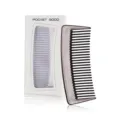 Wide tooth hair comb with electroplating finish, professional salon styling comb variant. - Box Packaging / Black