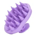 Purple silicone scalp massage brush, soft hair washing comb for home head cleaning care. - Silicone / Purple