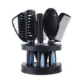 Set di 5 spazzole per capelli e specchio con supporto, kit di pettini neri per casa e dormitorio. - Imballaggio in sacchetto / Blu