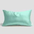 Federa per cuscino in seta artificiale verde menta, superficie satinata, variante letto. - Stile con cerniera / Confezione Singola Con Sacchetto Colorato / Verde