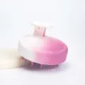 Cepillo de masaje para cuero cabelludo de silicona blanco rosa con mango ergonómico. - Redondo / Morado uva degradado