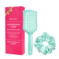 Set de cepillo de pelo hueco con coletero de satén y caja de regalo para peinar el cabello. - Juego De Caja De Regalo De 2 Piezas / Verde