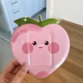 Cute pink peach photocard holder 3 inch polaroid id card transparent display pendant detail. - Large Peach 3-Inch Card Sleeve