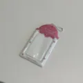 Tarjetero de fresa de PVC de 3 pulgadas funda protectora para fotocard con cadena - Fresa Inglesa / Blanco