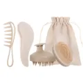 Umweltfreundliches Weizenstroh Haarbürsten Set mit Kamm und Kopfmassage Variante - Beige