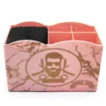 Pink marble barber scissor storage box with anti-slip sponge insert and multiple tool slots. - Nylon Bristle Insert / Pink