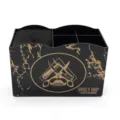 Barber shop tool organizer with gold marble pattern, multi-compartment scissor holder stand. - Nylon Bristle Insert / Black