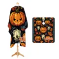 Mantella da parrucchiere di Halloween con stampa teschio di zucca grembiule da taglio professionale - Serie Mantelle Stile E