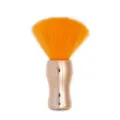 Spazzola per collo da barbiere portatile con setole arancioni vivaci e manico metallico galvanizzato. - Rosa Galvanico (H041)