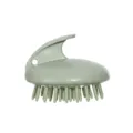 Spazzola per massaggio del cuoio capelluto in silicone verde con manico, strumento di lavaggio. - A forma di coniglio / Verde